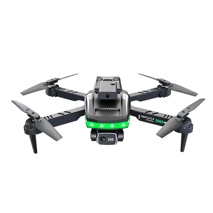 Cool Color LED Flight 10Minutes Battery foldable 4K HD Dual Camera Lens Switching Broader Vision Light Remote Control S162 Drone