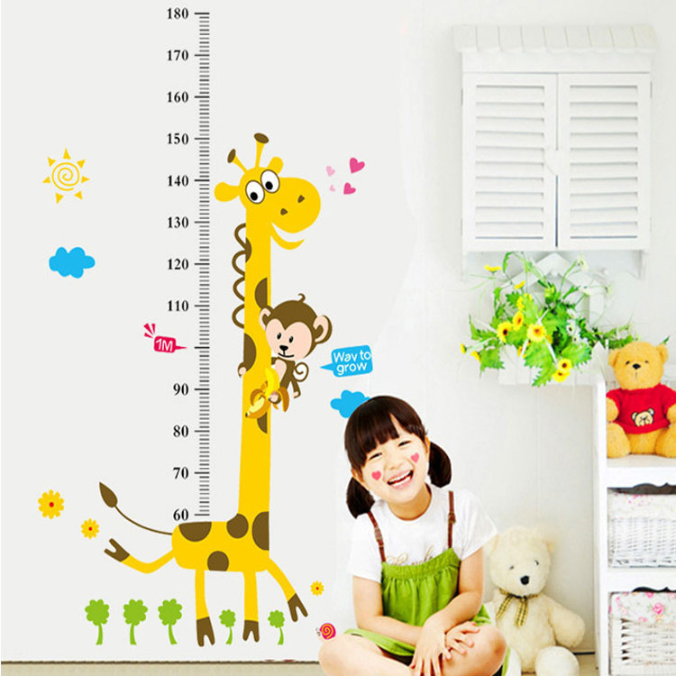 2023 Wall sticker cartoon height sticker children room kindergarten background wall decal height measurement sticker