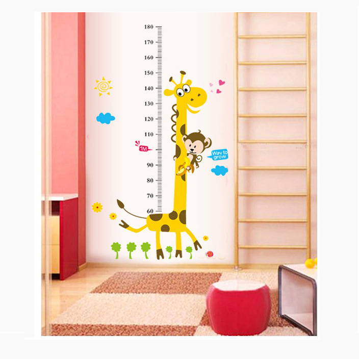 2023 Wall sticker cartoon height sticker children room kindergarten background wall decal height measurement sticker