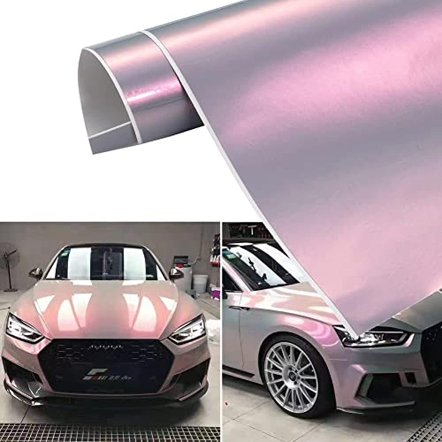 Pink Rainbow Car Vinyl Wrap Metallic Vehicle Premium Paint Replacement Film Self Adhesive Golden Matte Wrap for Cars Vinyl