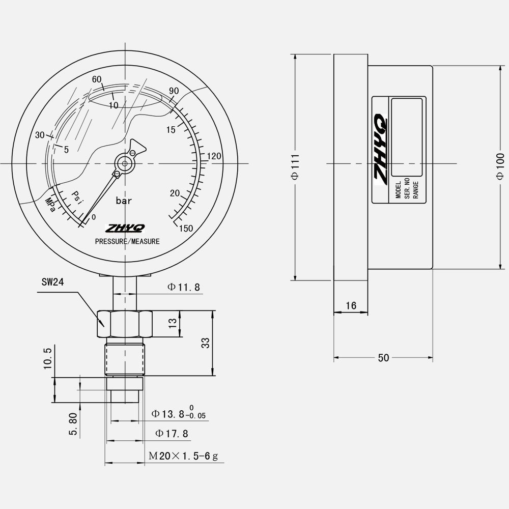 China wholesale industrial anti-shock diaphragm homogenizer vacuum canner pressure gauge special for machine