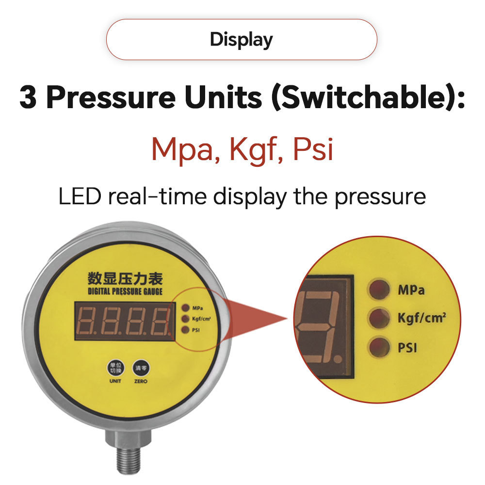 LCD display 24VDC/22VAC/380VAC psi mpa smart digital gas water pressure gauge