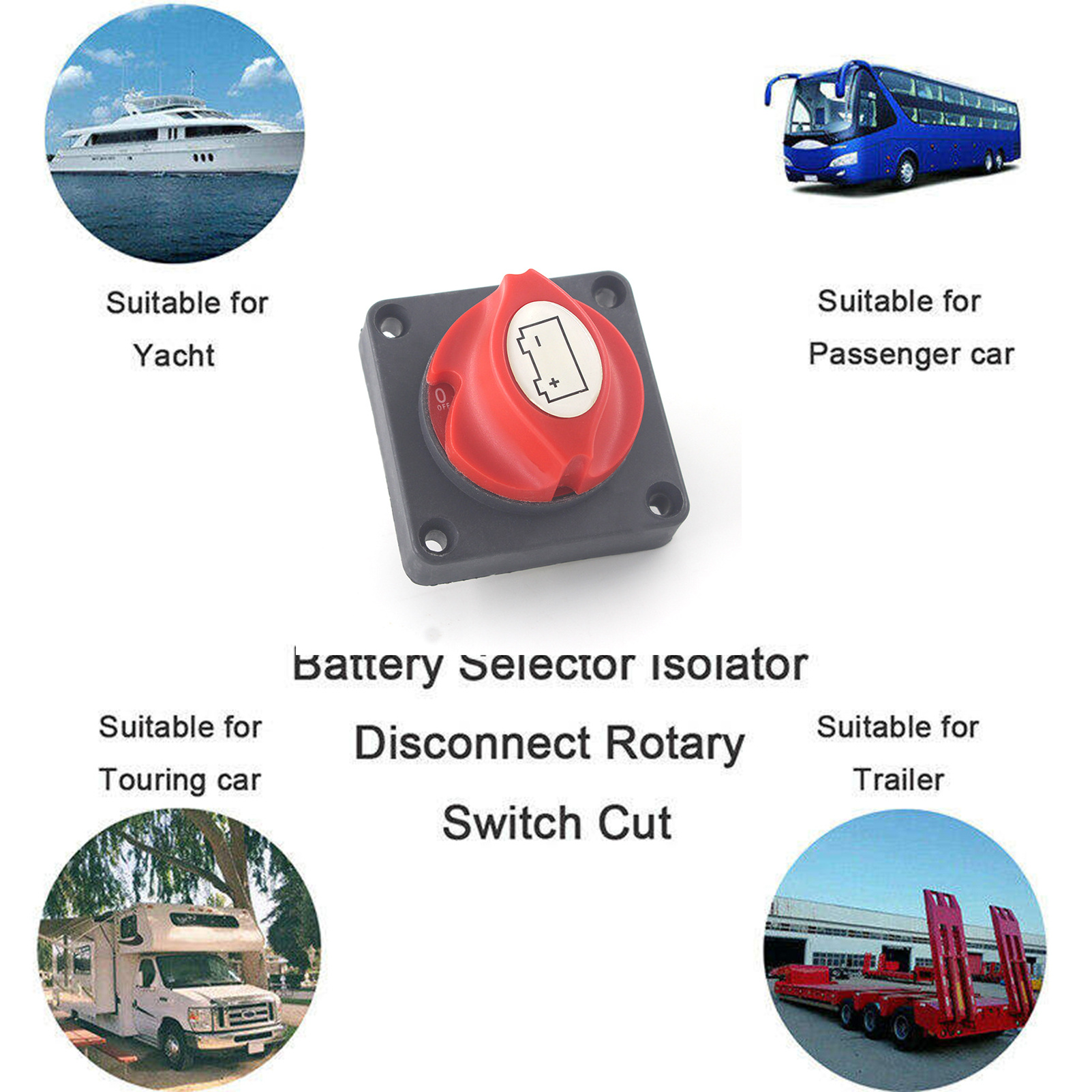 Waterproof Heavy Duty Battery Disconnect Isolator Switch On-Off 12V-48V Master Cut/Shut Off Marine Battery Switch for Boat Car