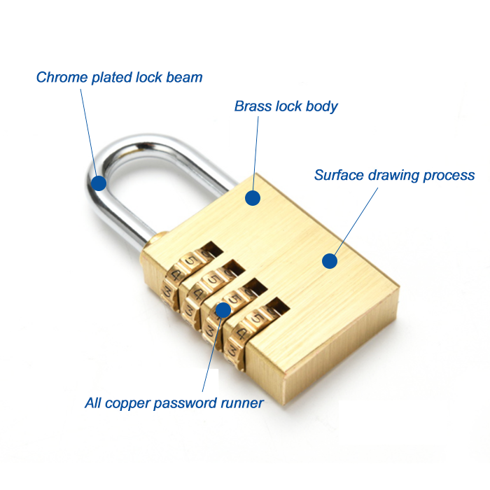 Zeise-ikon resettable outdoor password padlock backpack lock brass 3/4 digit combination padlock