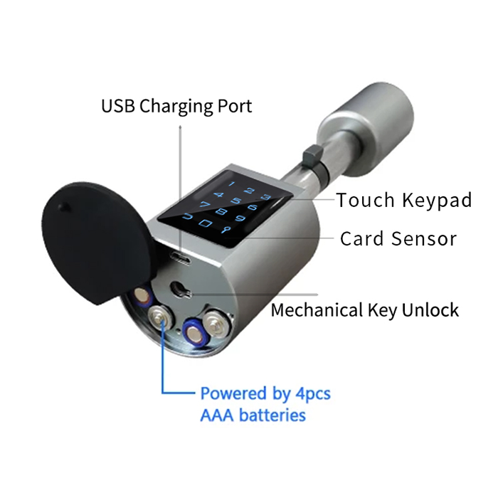 Zeise-ikon Waterproof door cylinder lock password electronic mortise APP unlock smart lock cylinder