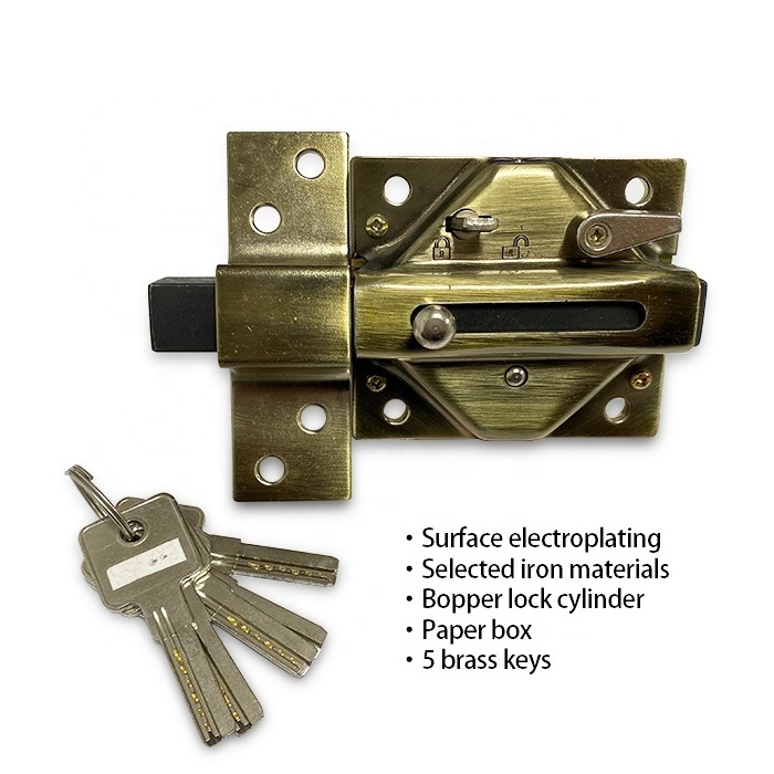 Zeise-ikon Double Cylinder Keyed Long Throw Rim Lock Top Quality Double Locking Long Throw Garage Door Gate Lock