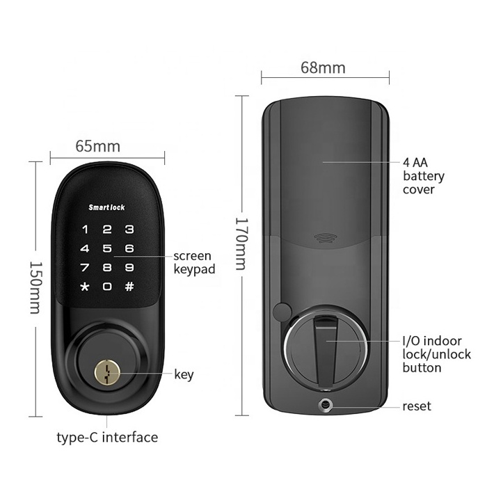 Entrance Outdoor Smart Deadbolt Keypad Digital Lock without Handle Tuya APP Deadbolt smart door lock