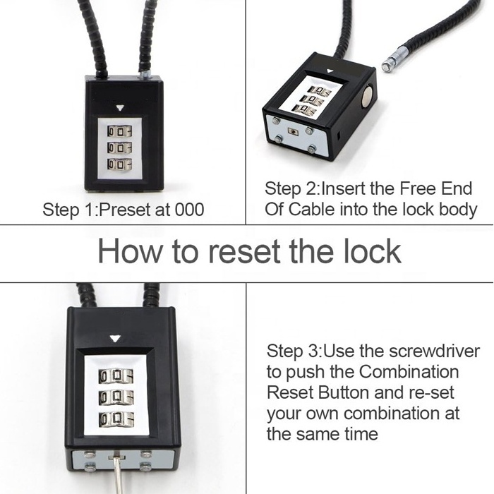 Password Gun Trigger Lock 3 Digit Combination 15 Inch Gun Cable Lock