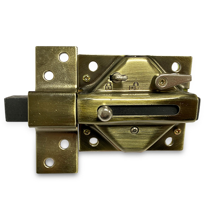 Slide Bolt Latch Gate Latches Safety Door Lock With Square Roset Zinc Alloy Material Antique Brass Finish for House