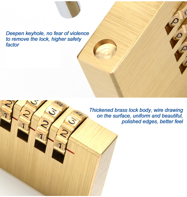 Brass Lock 4 Number Combination Padlock Various  brass lock series factory factory brass digital security pad lock