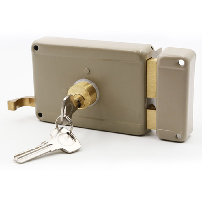 High Security  Cylinder Wooden Door Brass Latch Deadbolt Rim Door Lock