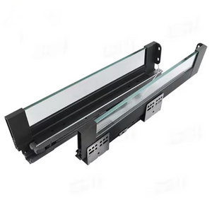 Soft Close Led Light Kitchen Cabinet Drawer Slides with Glass Drawer Fitting Full Extension