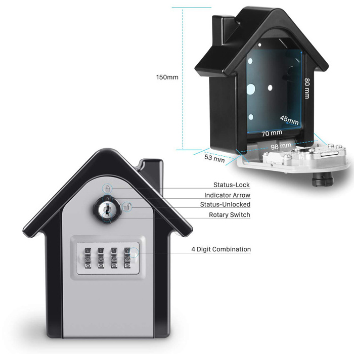 New Design Key Lock Box Wall Mount Combination Safe Box security lock with key combination key safe box lockbox