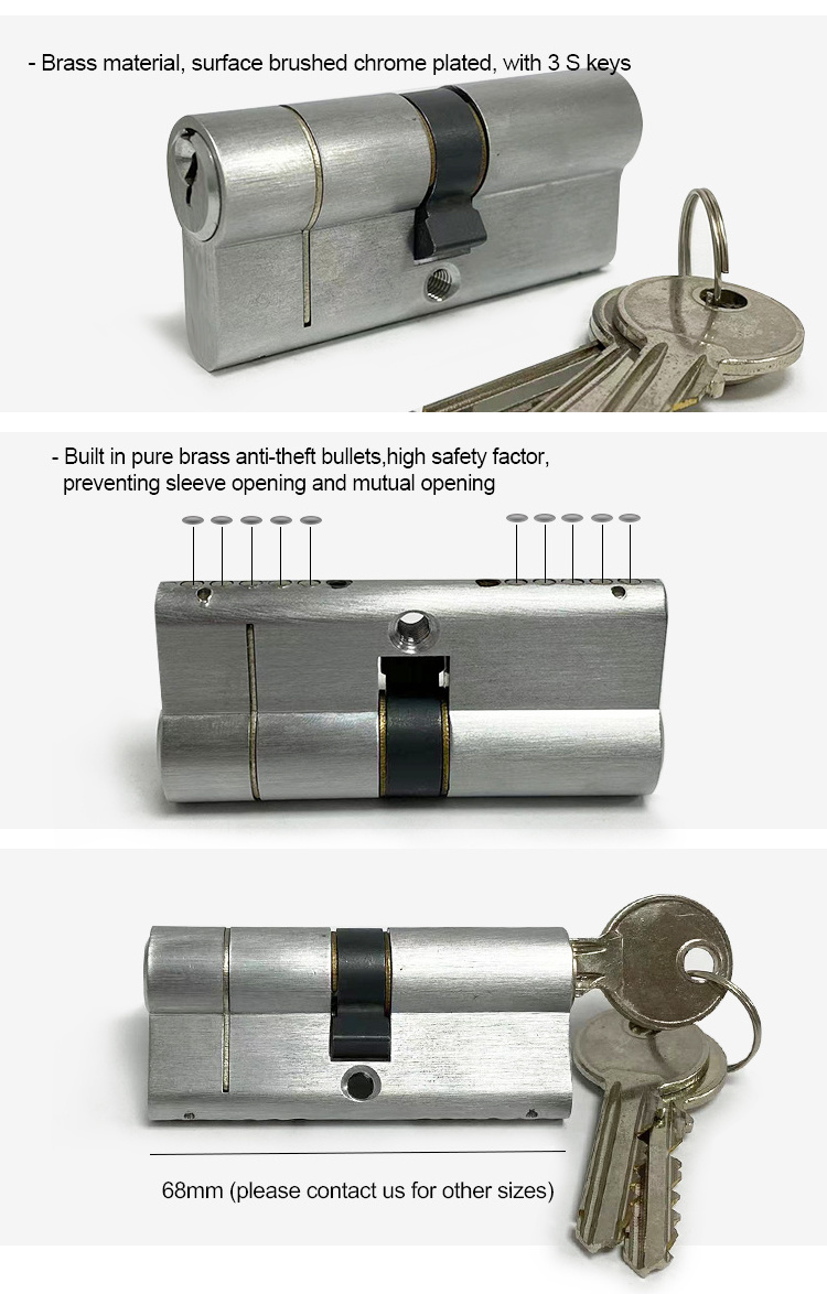 Security Cylinder Door Lock Core With 3 Piece Key Door Lock Cylinder Euro Door Lock Cylinders