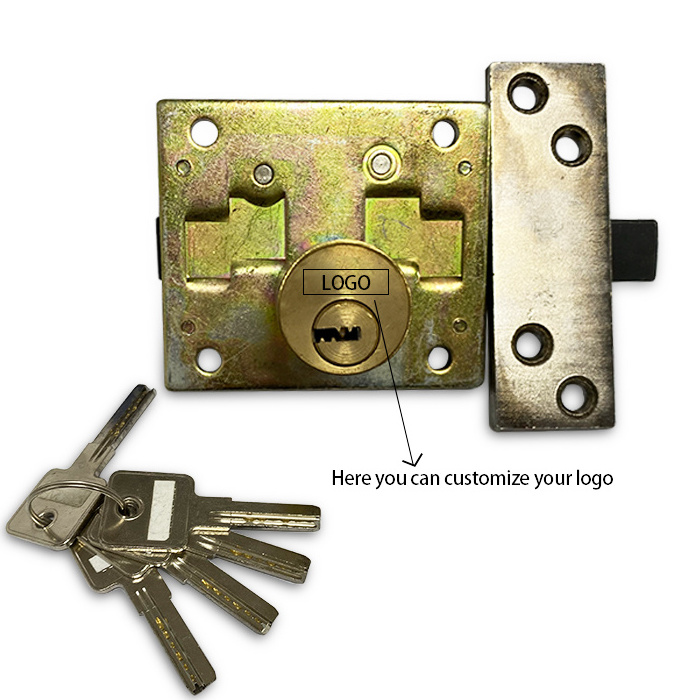 Outdoor Iron Rim Door Lock Brass Lock Cylinder With 5 Brass Keys for Wooden Metal door