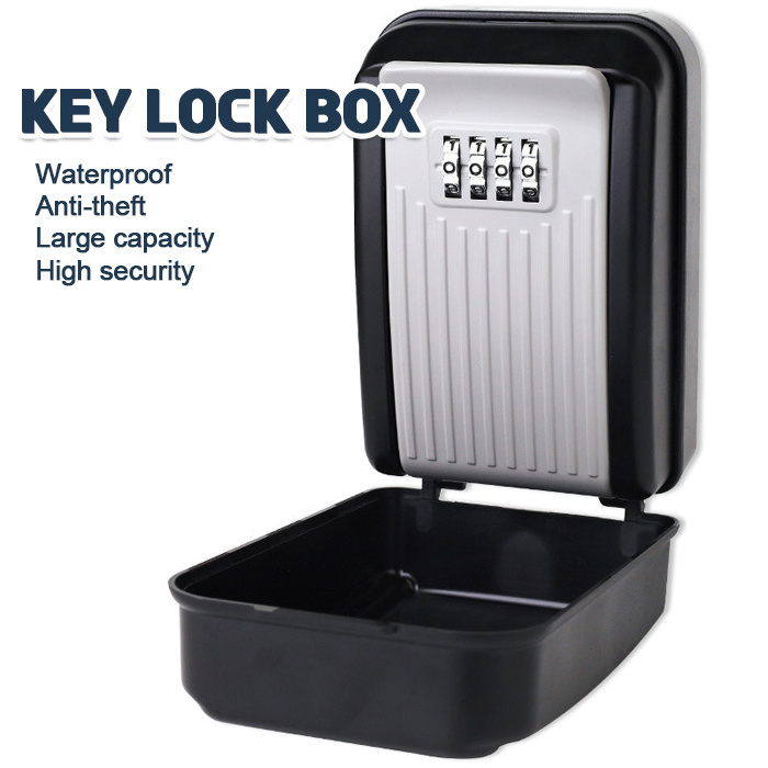 Large Capacity Waterproof 4 Digit Resettable Metal Combination Safe Metal Key Lock Box For Wall Mounted