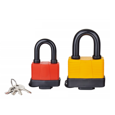 Security Short Shackle Plastic Covered Waterproof Anti Rust Anti Dust Iron Padlock With Plastic Corered Key