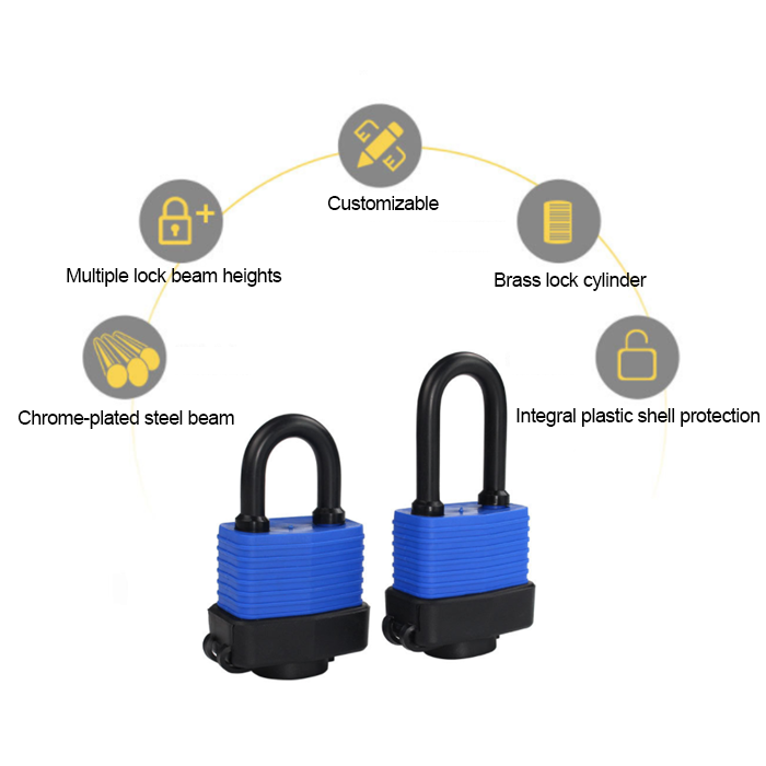 Waterproof safety master key hardened steel shackle Industrial equipment Laminated padlock cabinet lock storageotel hotel lock