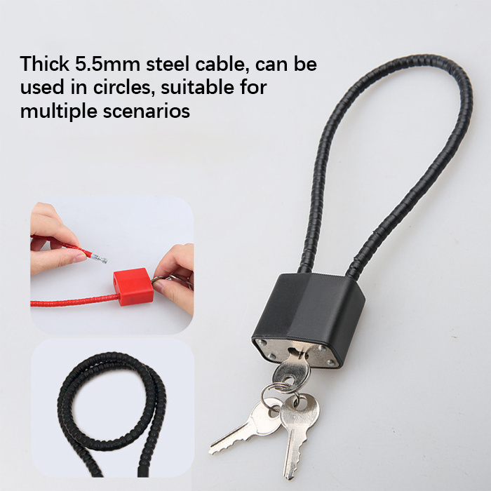 Plastic Steel Cable Gun trigger Locks Keyed Safety Red Black, Cable Length Gun Lock Trigger Lock