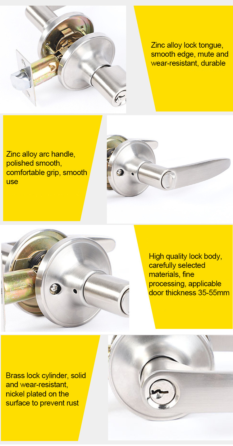 Handle Door Lock Privacy Door Lever Tubular Leverset Modern Door Handle Lever Exterior Lockset