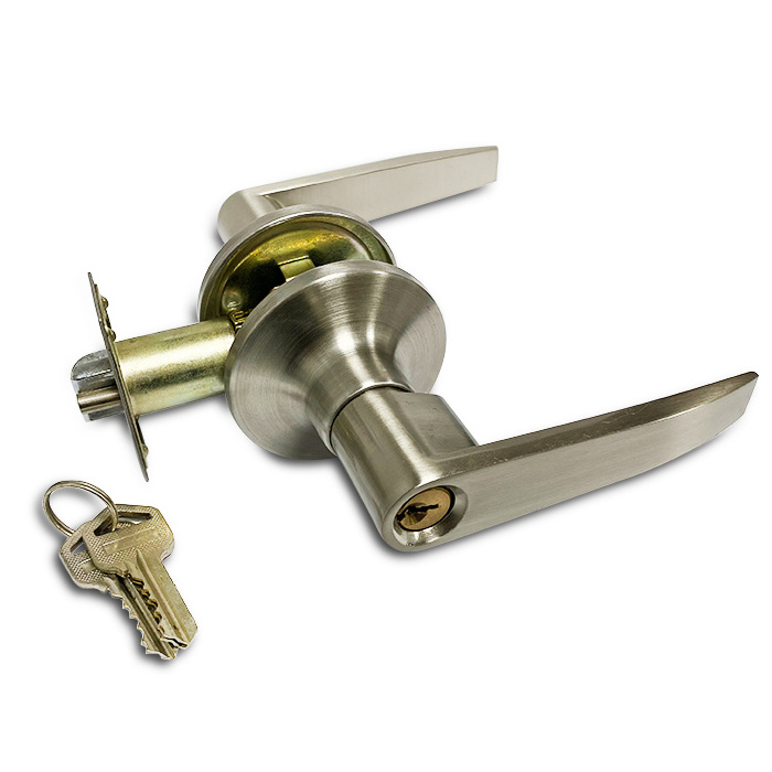 Security tubular lever set zinc alloy one side lever handle lock entry privacy passage dummy door handle lever lock