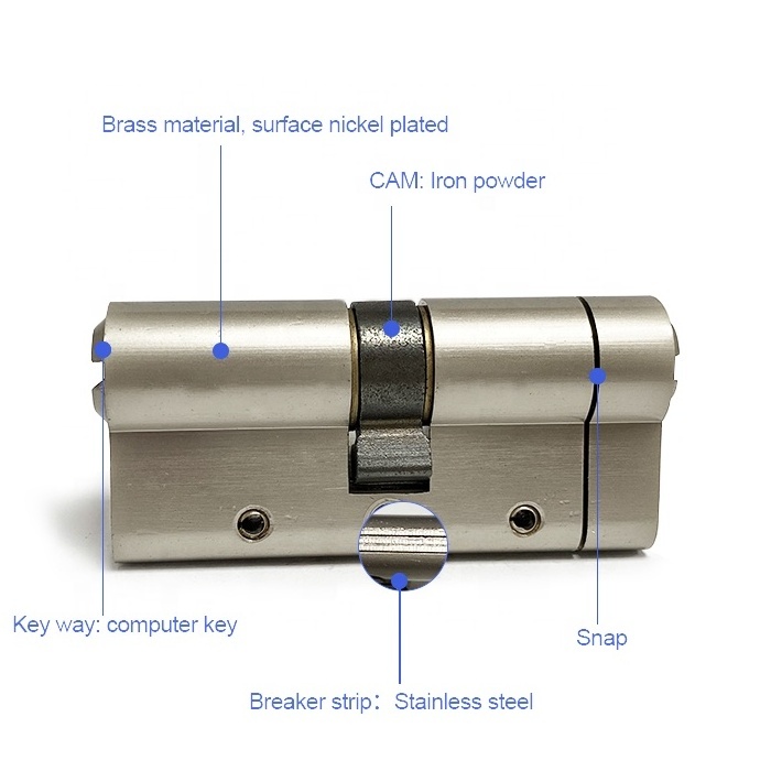 euro profile brass lock cylinder with breaker strip & snap door lock cylinder 60mm