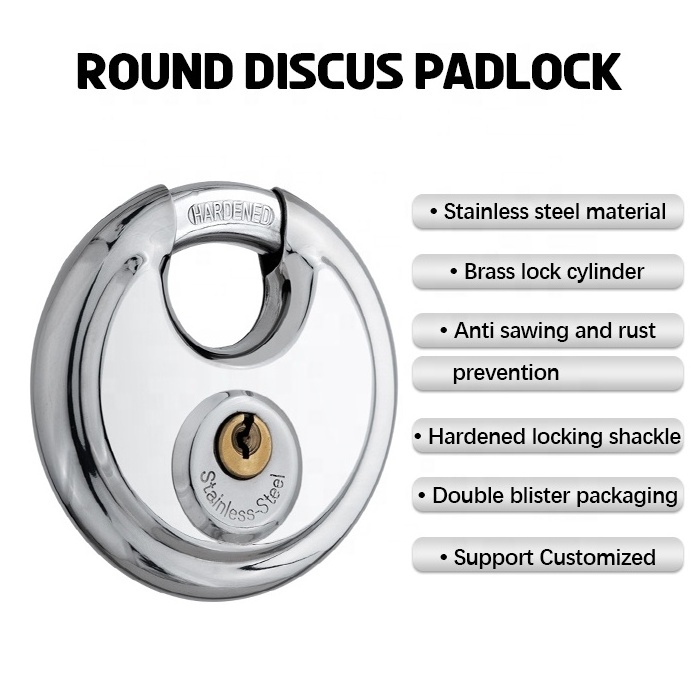 RP13 High Quality Stainless Steel 50/60/70/80/90mm Round Discus Safety Anti-theft Padlock