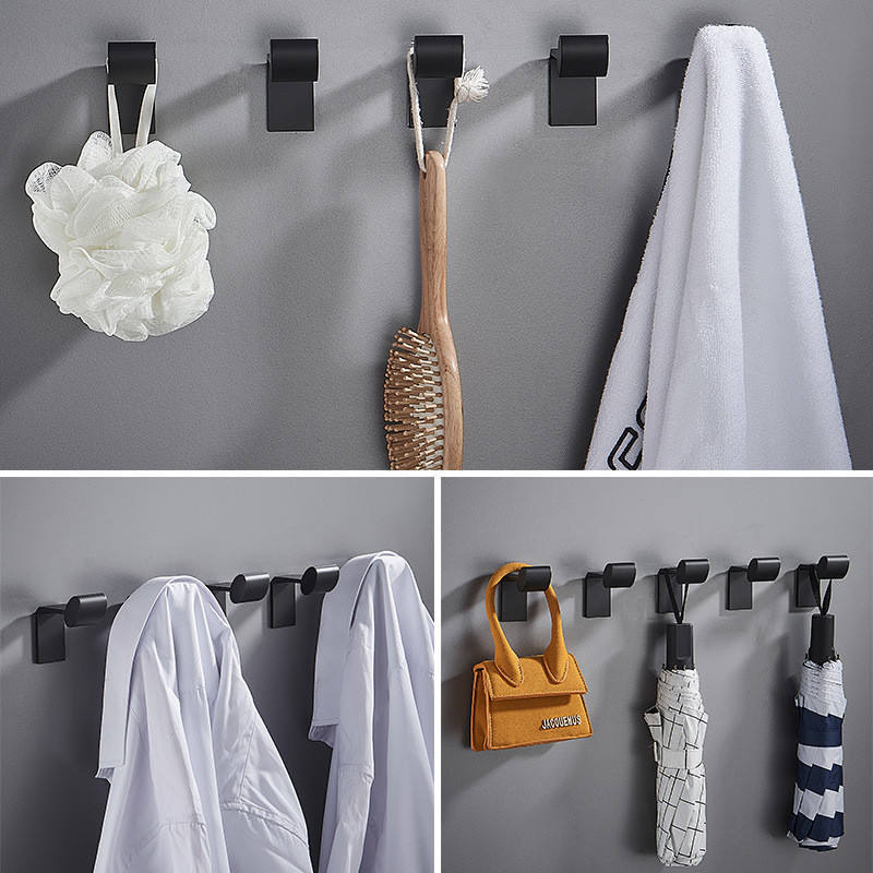 Coat Hook Space Aluminum Wall Hook Kitchen Bathroom Hanger Towel Hook for Hotel Waterproof Bathroom Hardware