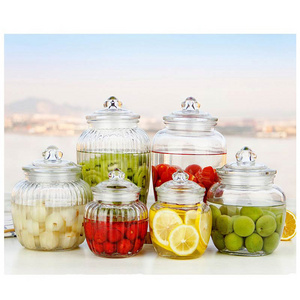 1 Gallon Food Grade glass storage jar wide mouth For Pickle Honey large round glass storage jar with glass lid