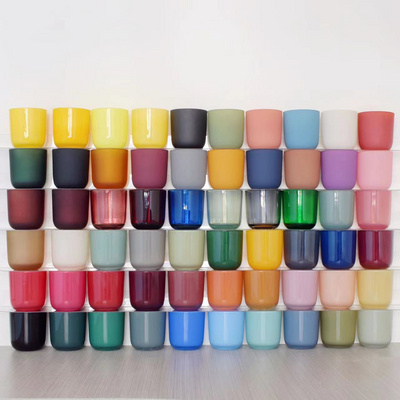 2023 New Wholesale Unique  Multicolor empty glass candle jars luxury glass candle holders for Candle Making