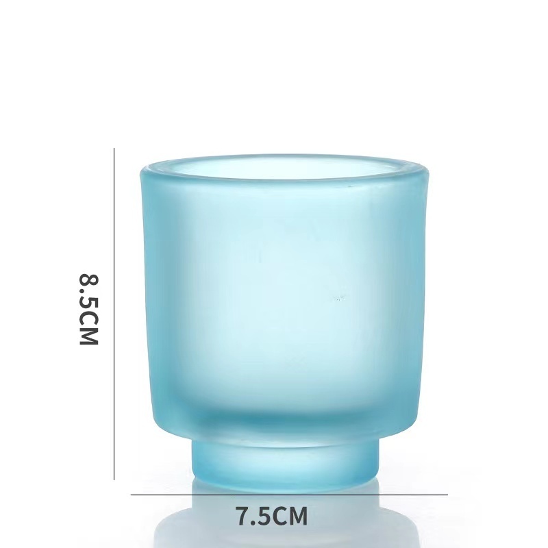 wholesale Thick Wall Custom color Printed glass purple blue Candle Jars for Candle Making