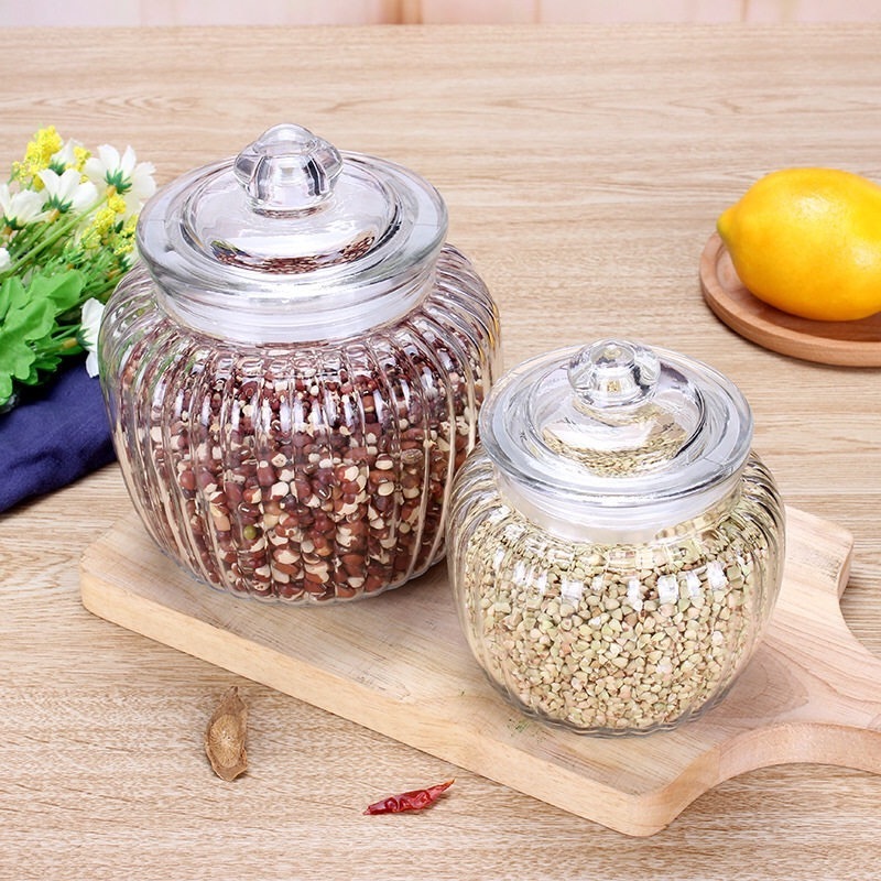 1 Gallon Food Grade glass storage jar wide mouth For Pickle Honey large round glass storage jar with glass lid