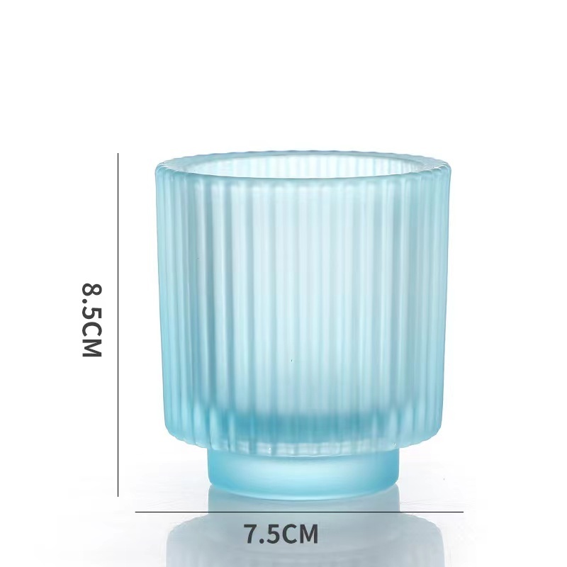 wholesale Thick Wall Custom color Printed glass purple blue Candle Jars for Candle Making