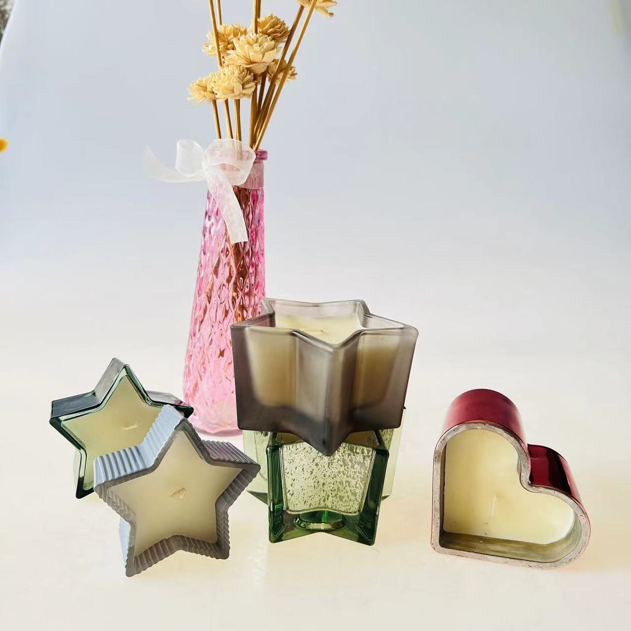 wholesale unique 4oz heart star shaped Modern Candle Jars Glass Transparent Candle Jar Heart Candle Jar Wholesale