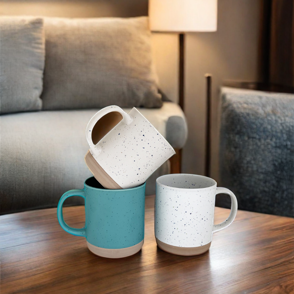 400ml Classic Raindrop Glazed Ceramic Mug with Unglazed Base Printed Mugs Souvenir Cup Daily Use Ceramics Coffee Cup