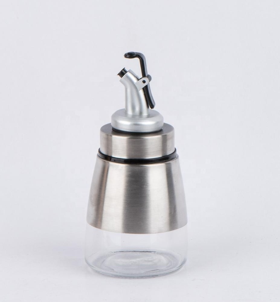 TW637TP 160ml glass oil jar oil dispenser with stainless teel casing