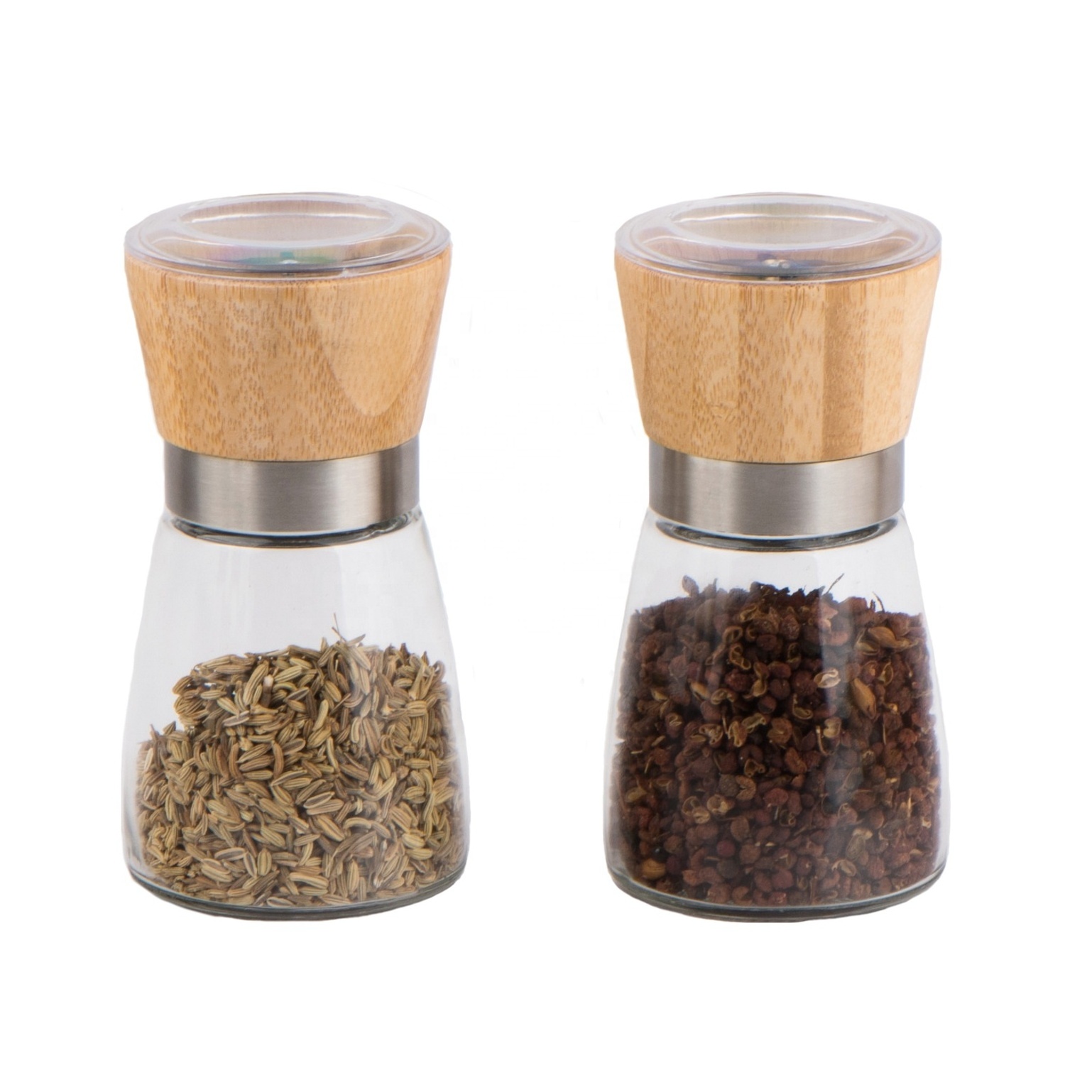 Home kitchen manual spice grinder with 160ml glass jar for salt pepper kitchen mill TW637 T6