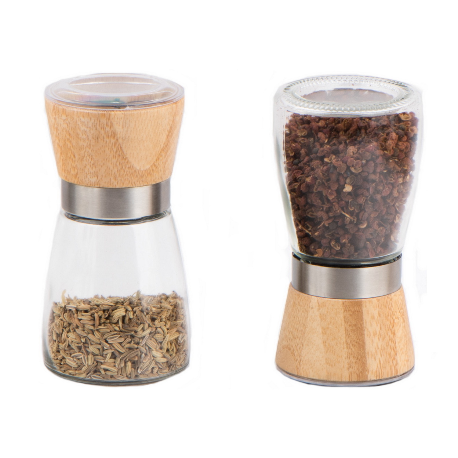 Home kitchen manual spice grinder with 160ml glass jar for salt pepper kitchen mill TW637 T6