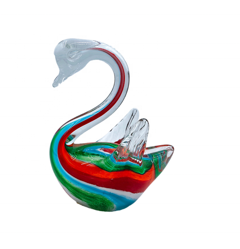 OEM/ODM Delicate Handblown Glass Swan Sculpture Murano Art Glass Animal Ornament Handicraft for Home Decoration For Wedding Gift