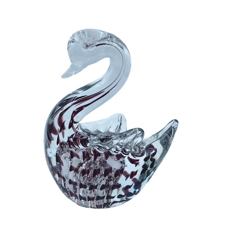 Modern Luxury Handmade Art Crystal Crafts Glass Swan Murano Glass Animal Sculpture Glass Figurine for Home Decoration for Gifts