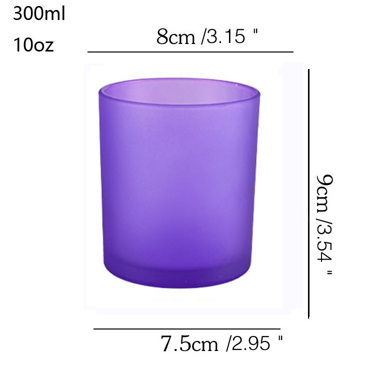 factory 8oz glass candle jars glass holder candle frosted purple matte pink Multicolored Glass Candle Jar With Bamboo Wooden Lid