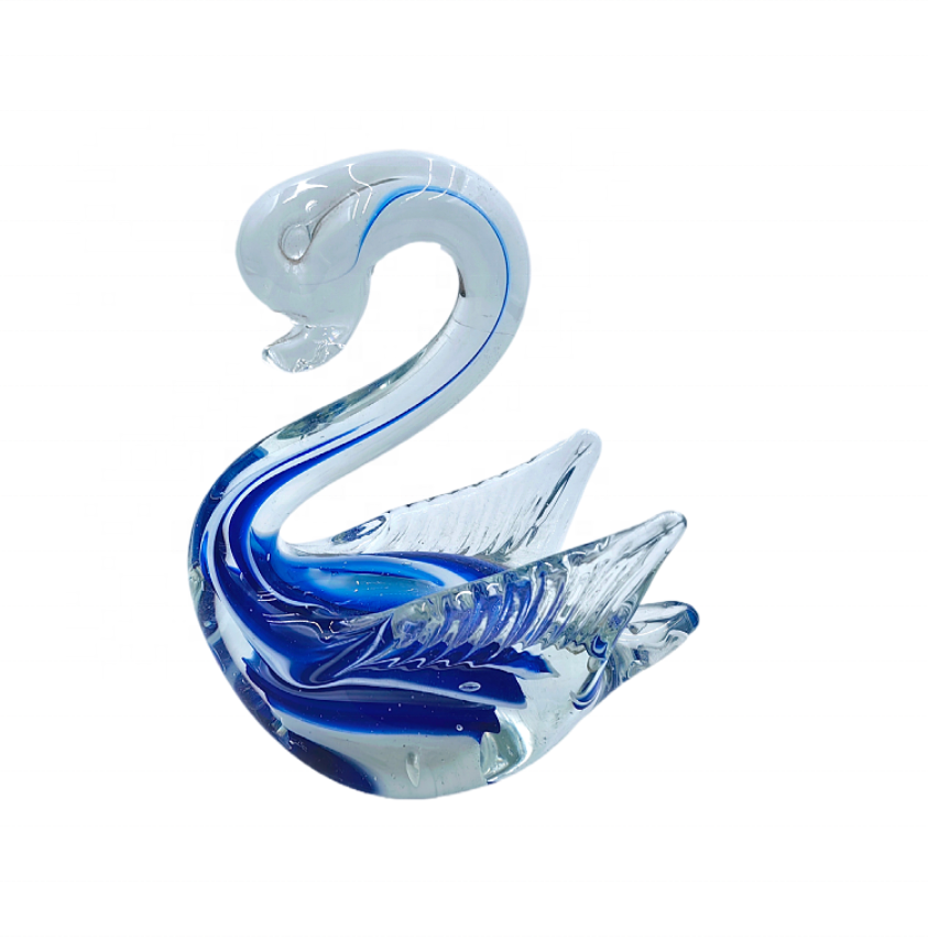 OEM/ODM Delicate Handblown Glass Swan Sculpture Murano Art Glass Animal Ornament Handicraft for Home Decoration For Wedding Gift