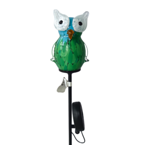 Stained handicraft Metal Stick Owl Stakes Garden Accessories Outdoor Decoration Solar Light with Murano Glass owl Ornaments