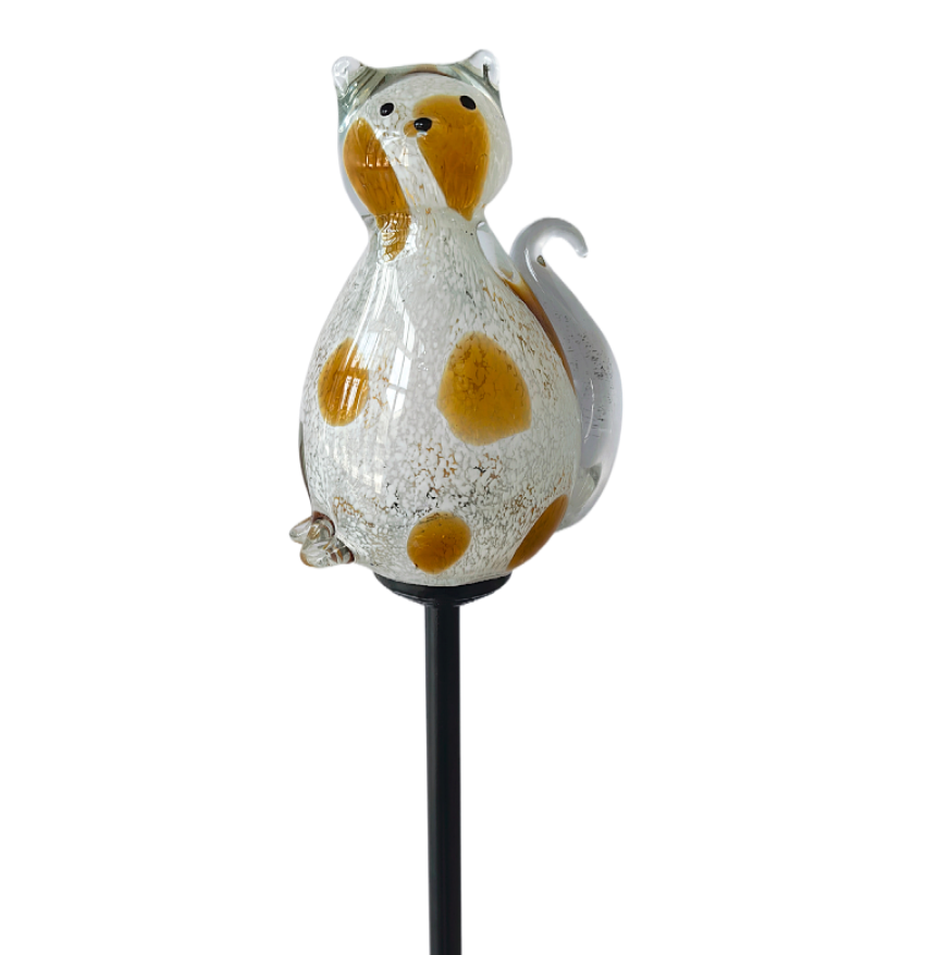 Stained handicraft Metal Stick Owl Stakes Garden Accessories Outdoor Decoration Solar Light with Murano Glass owl Ornaments