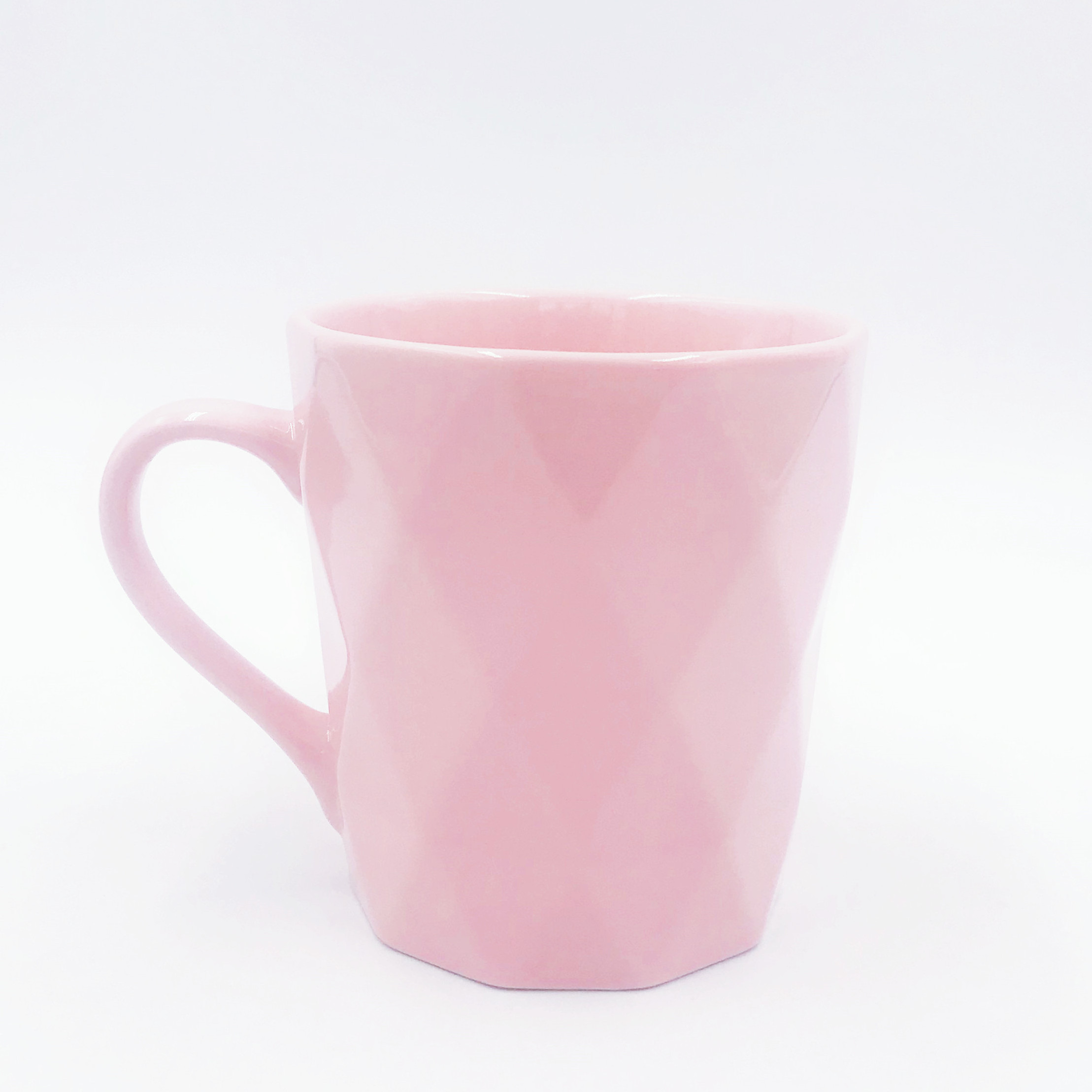 Nordic style Embossed diamond pattern custom coloured glaze ceramic coffee mug milk cups with handle