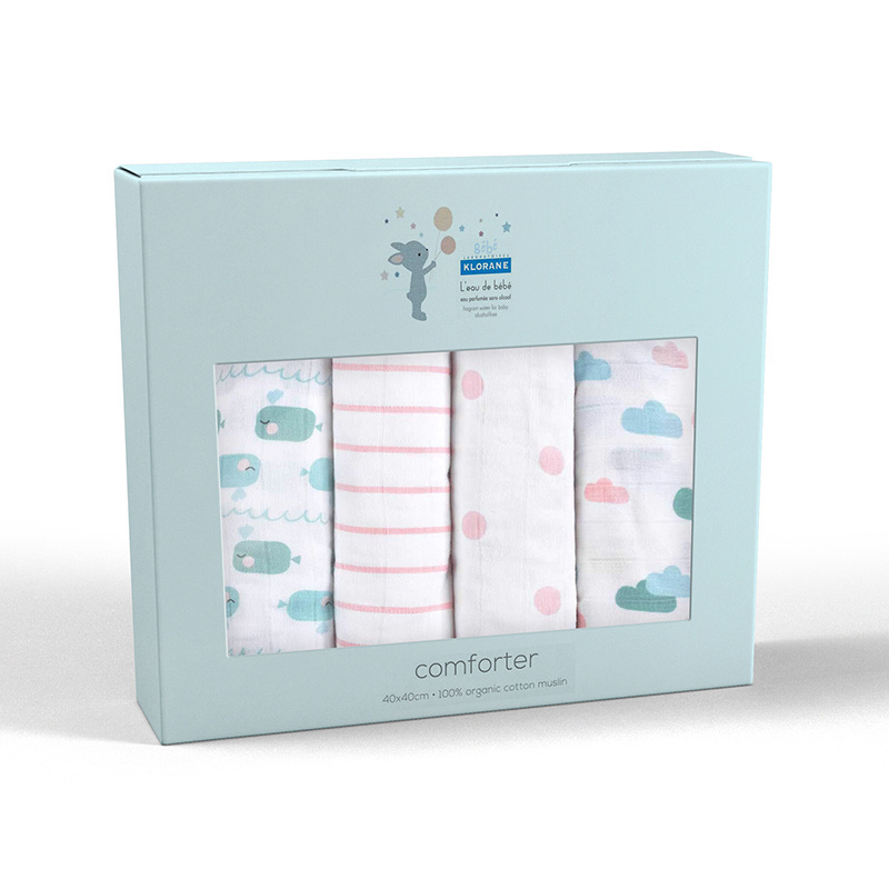 Wholesale Newborn Baby Kids Baby Swaddle Blanket Muslin Swaddle Sets Gift Box Baby Box with PVC window