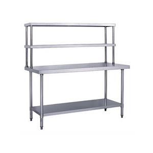 Commercial Hotel Kitchen Stainless Steel Work Tables With Top Rack Shelves