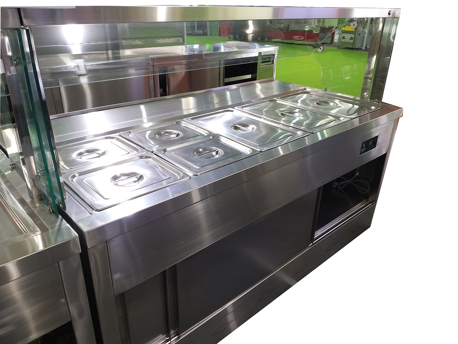 Stainless steel bain marie restaurant buffet food warmer counter with cabinet