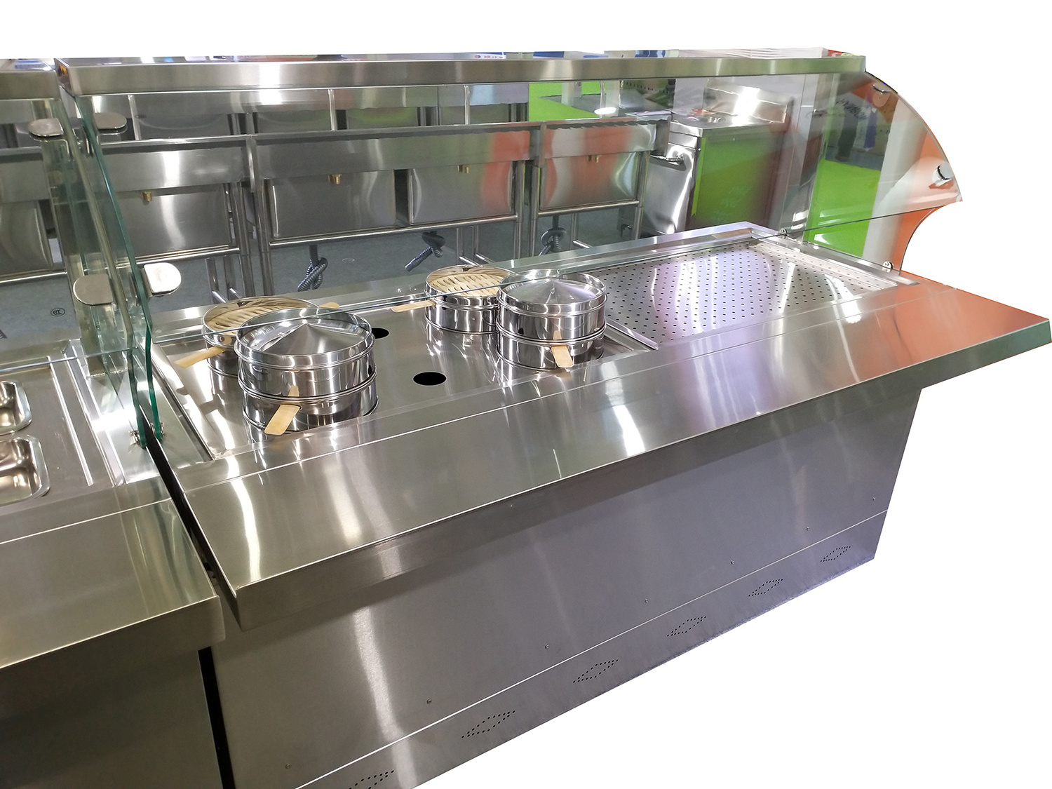 Stainless steel bain marie restaurant buffet food warmer counter with cabinet