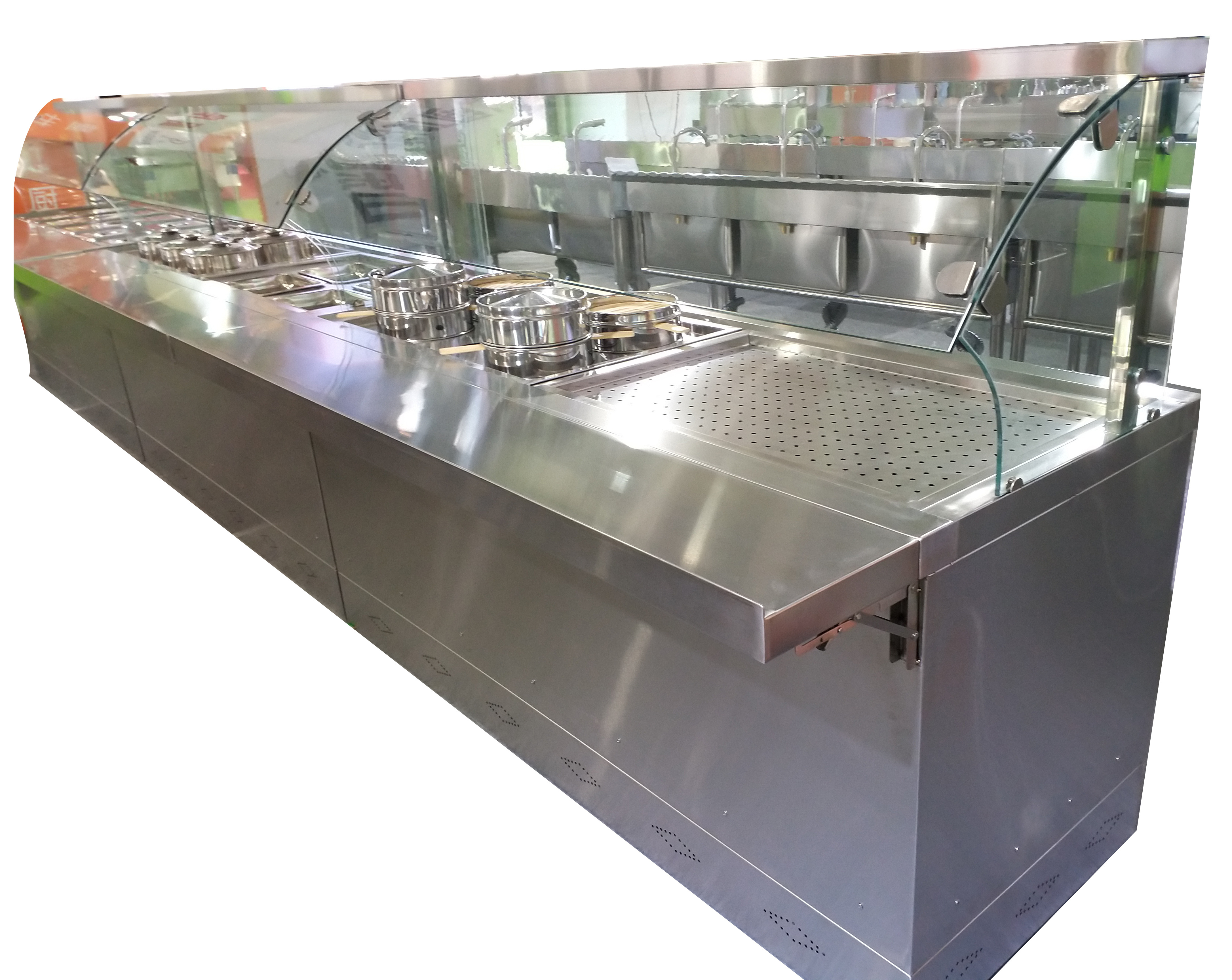 Stainless steel bain marie restaurant buffet food warmer counter with cabinet